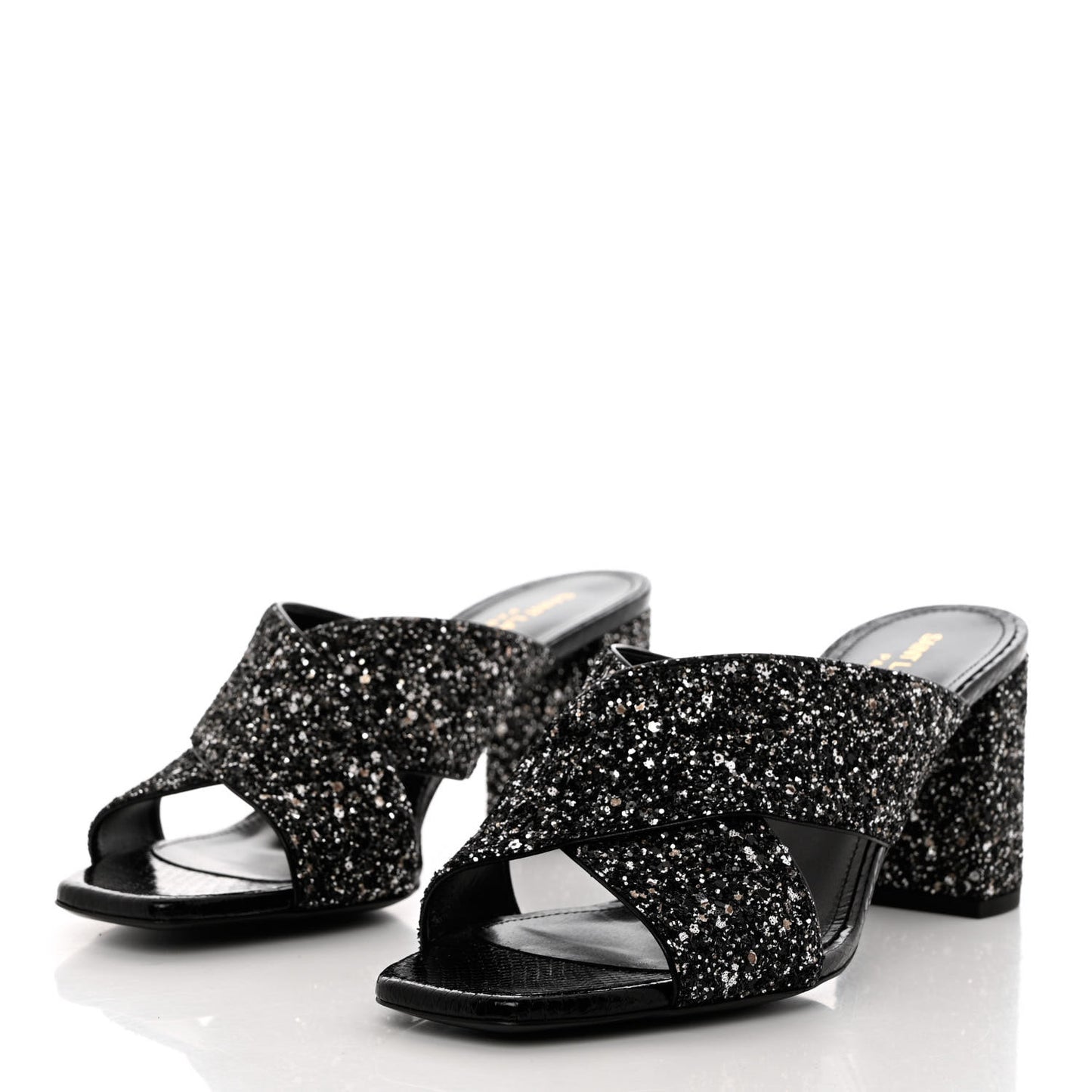 Glitter LouLou 70 Mule Sandals 39 Black Gold