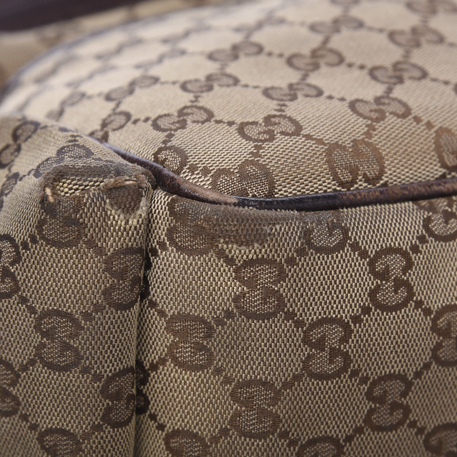 Gucci Monogram Natural Pigskin Large Diaper Bag Beige Ebony Cocoa Dark Chocolate 9 of 17