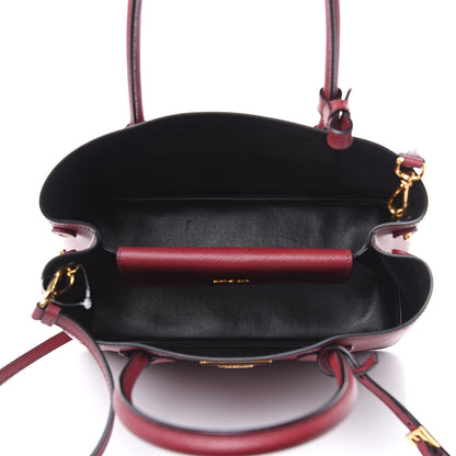 Prada Saffiano Cuir Small Double Bag Cherry Black 5 of 10