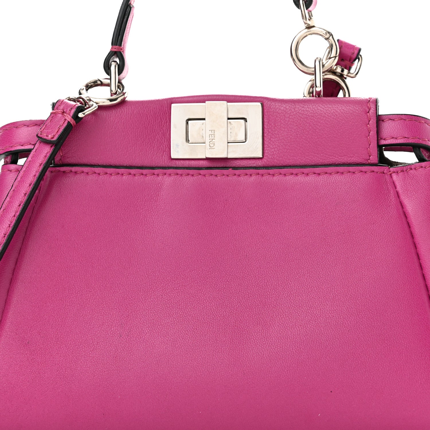 Fendi Nappa Micro Peekaboo Iconic Satchel Magenta 8 of 14