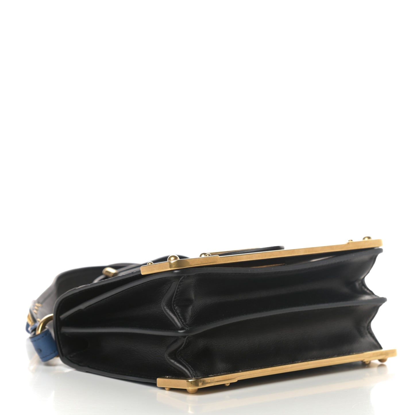 City Calfskin Ostrich Cahier Bag Colbalto Black