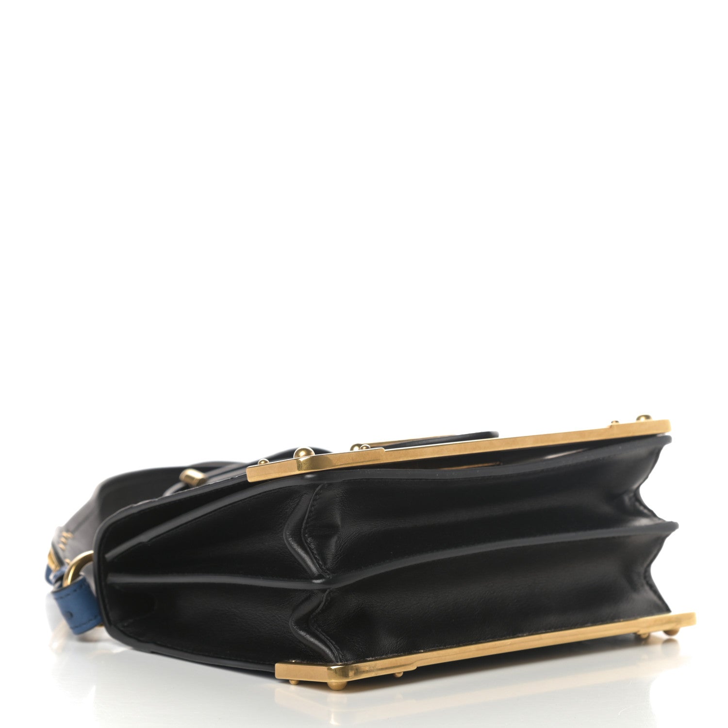 Prada City Calfskin Ostrich Cahier Bag Colbalto Black 4 of 12