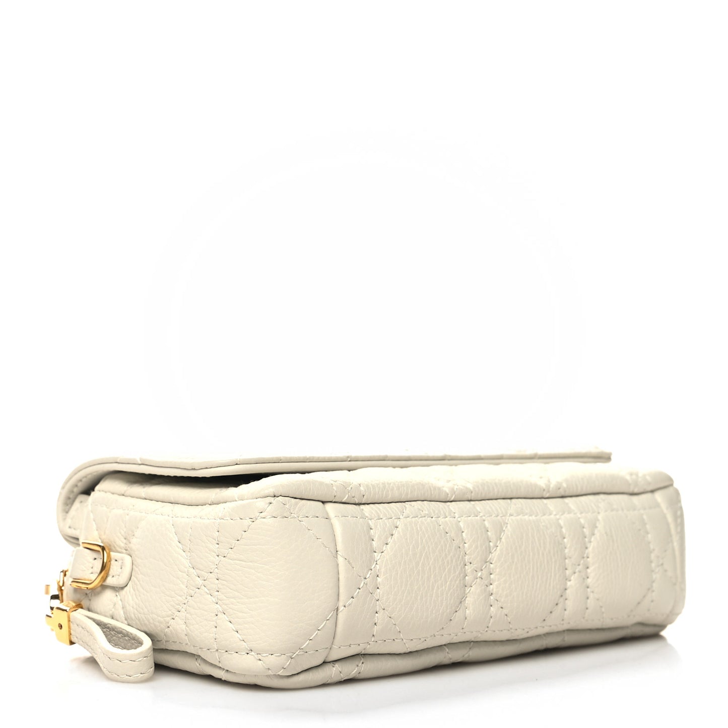 Supple Calfskin Cannage Caro Pouch with Chain Latte