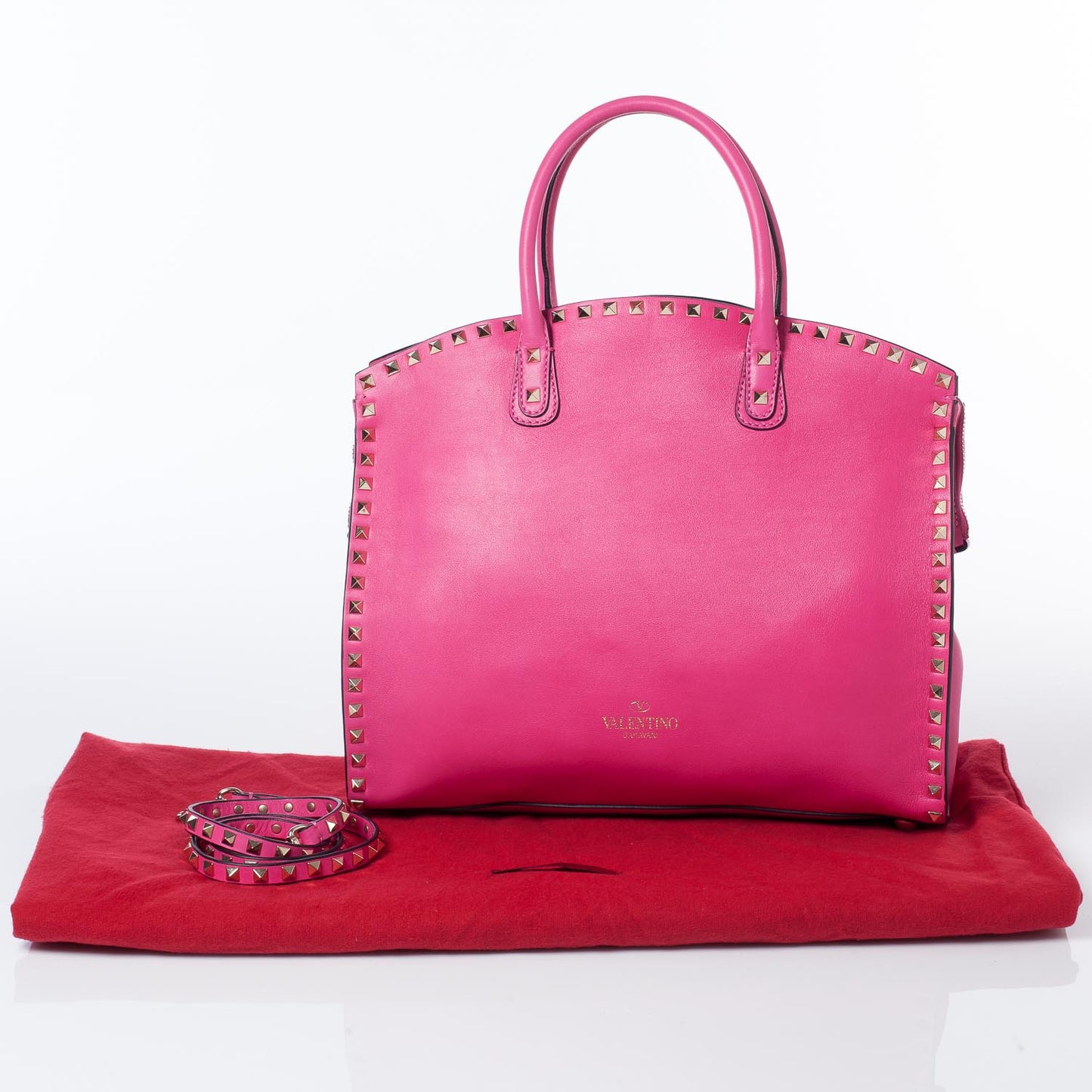 Vitello Rockstud Dome Shopper Pink