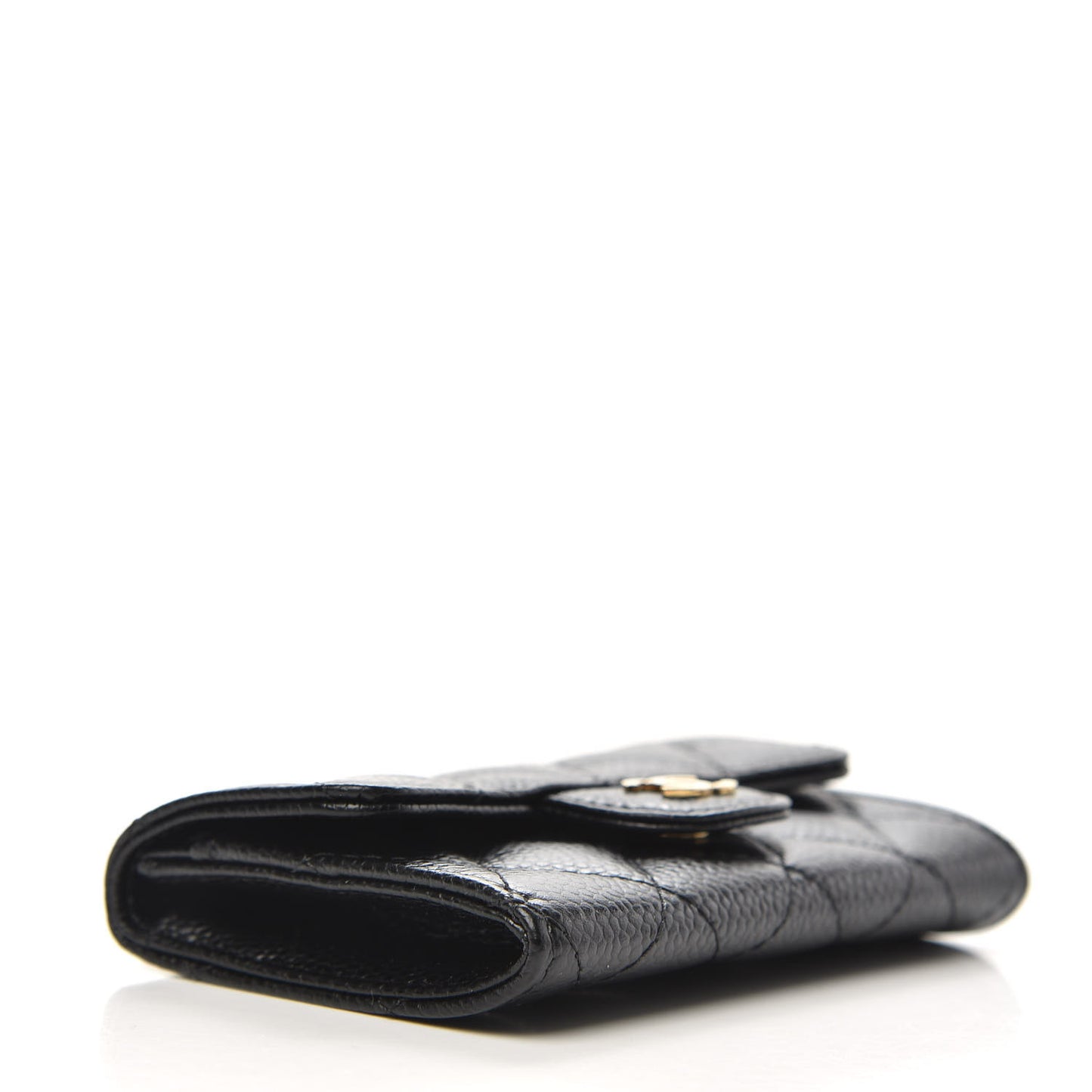 Caviar Quilted Flap Card Holder Black