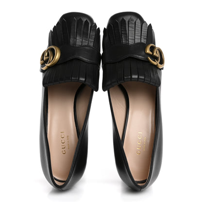 Gucci Malaga Kid GG Marmont Fringe Platform Loafer Pumps 37 Black 2 of 10