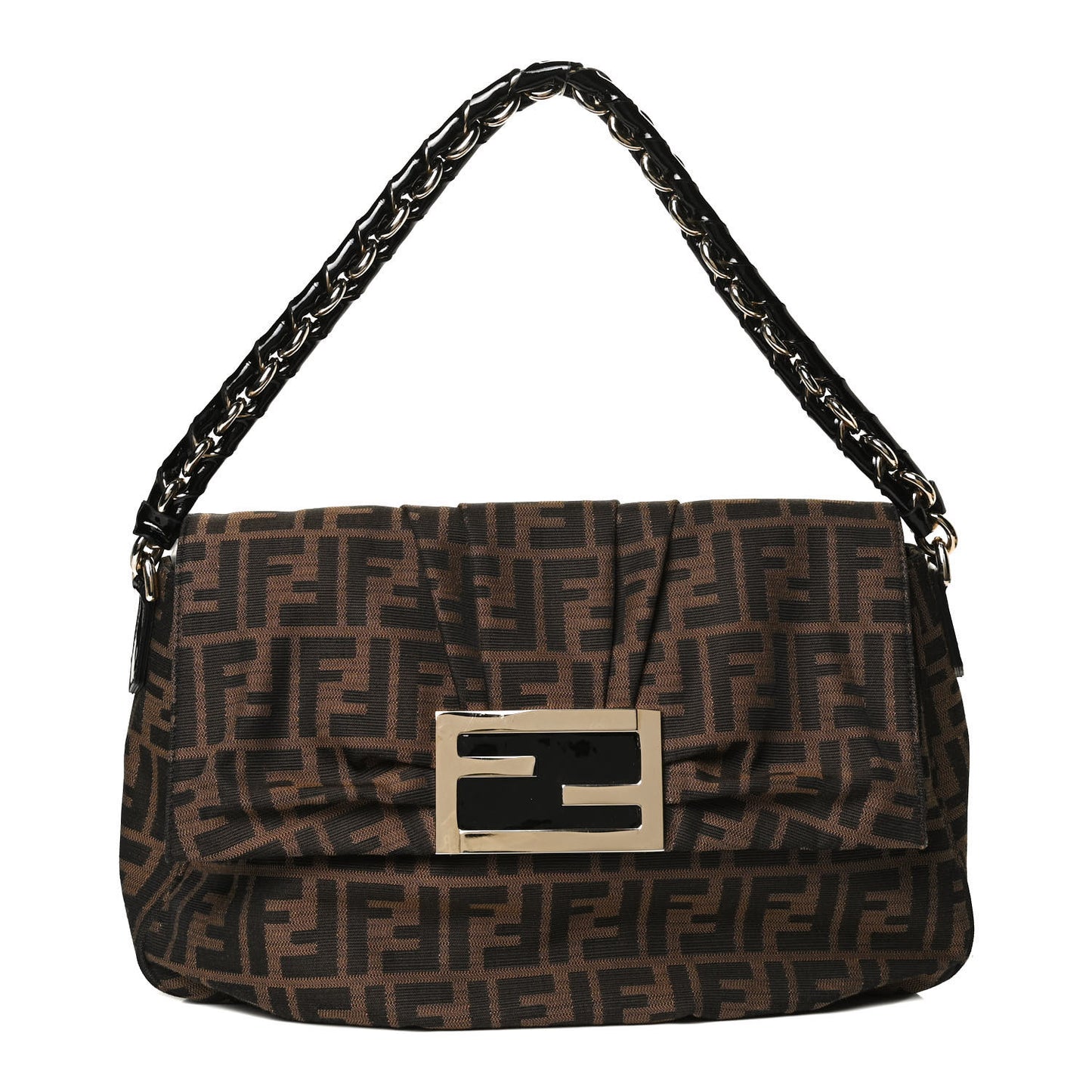 Zucca Patent Mia Shoulder Flap Tobacco