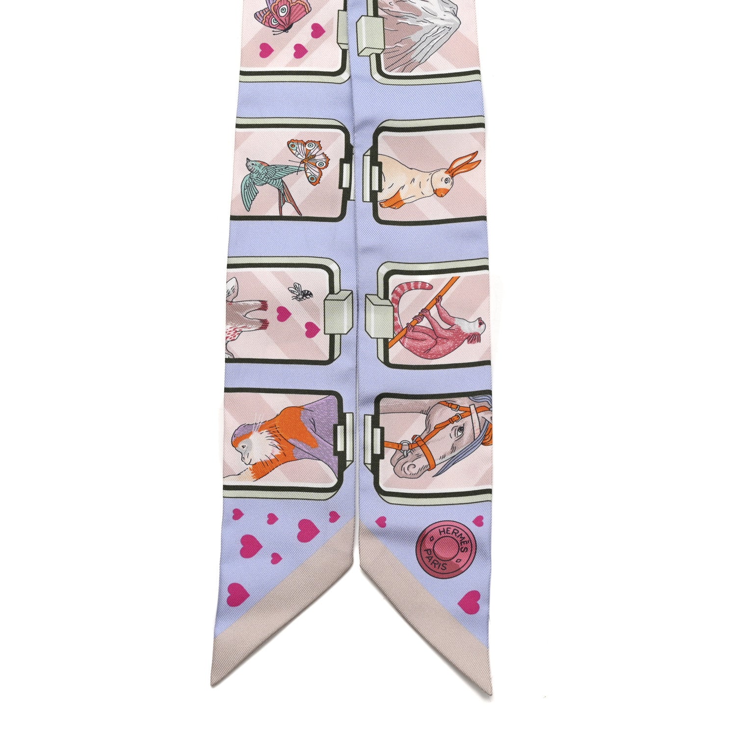 Hermes Silk Story Twilly Blue Pale Rose Vert 2 of 4