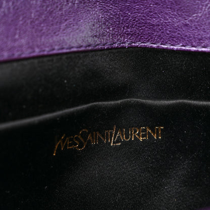 Saint Laurent Textured Patent Monogram Large Belle De Jour Clutch Purple 6 of 8