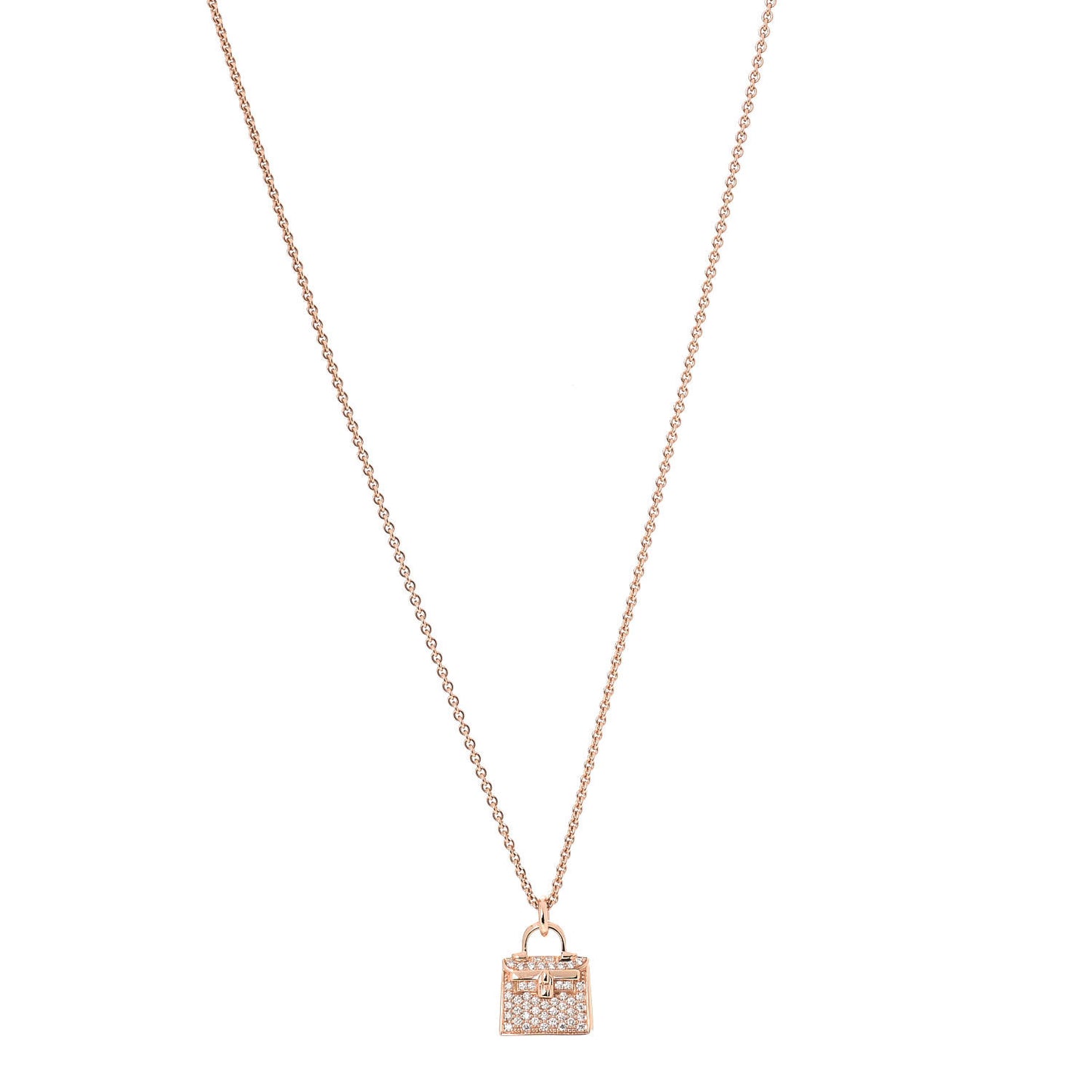 18K Rose Gold Diamond Kelly Amulette Pendant Necklace