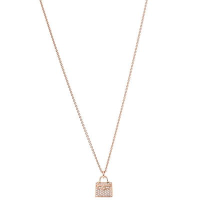 Hermes 18K Rose Gold Diamond Kelly Amulette Pendant Necklace 1 of 5