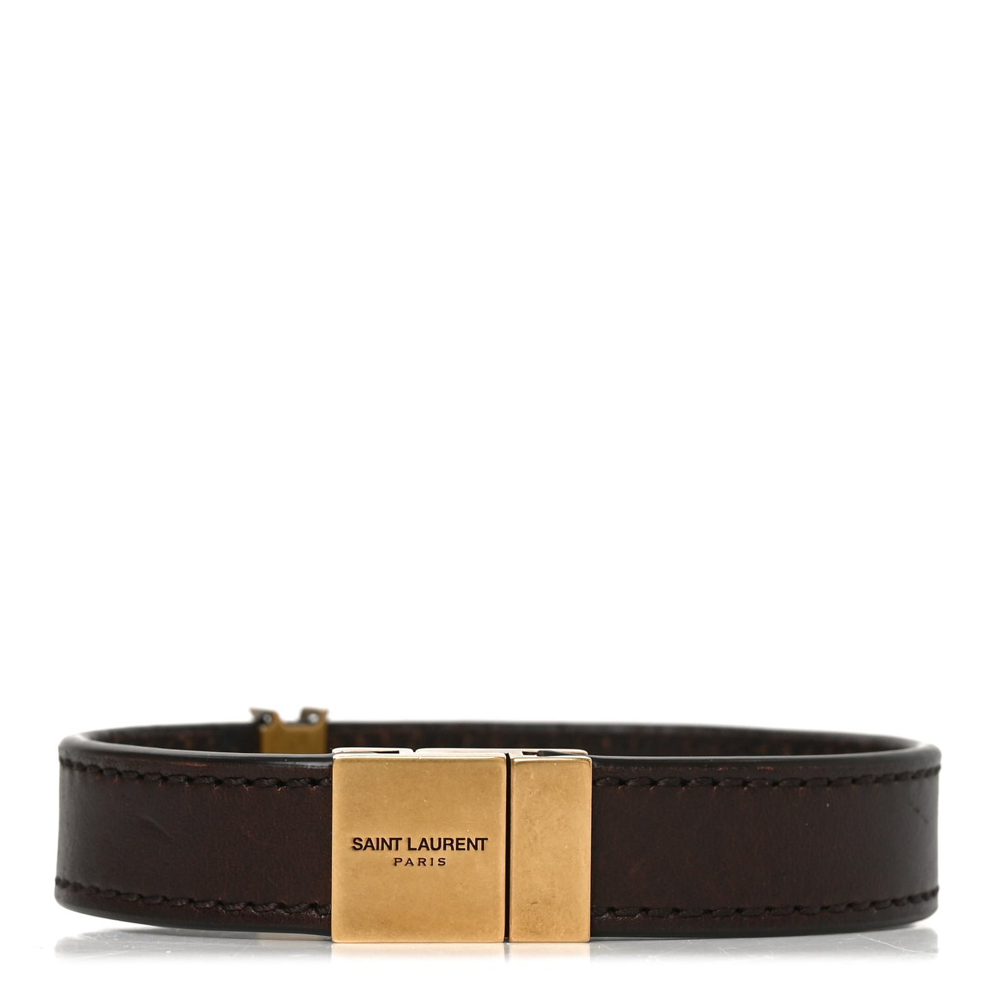 Vegetable Tanned Calfskin Monogram Bracelet L Dark Brown Chocolate
