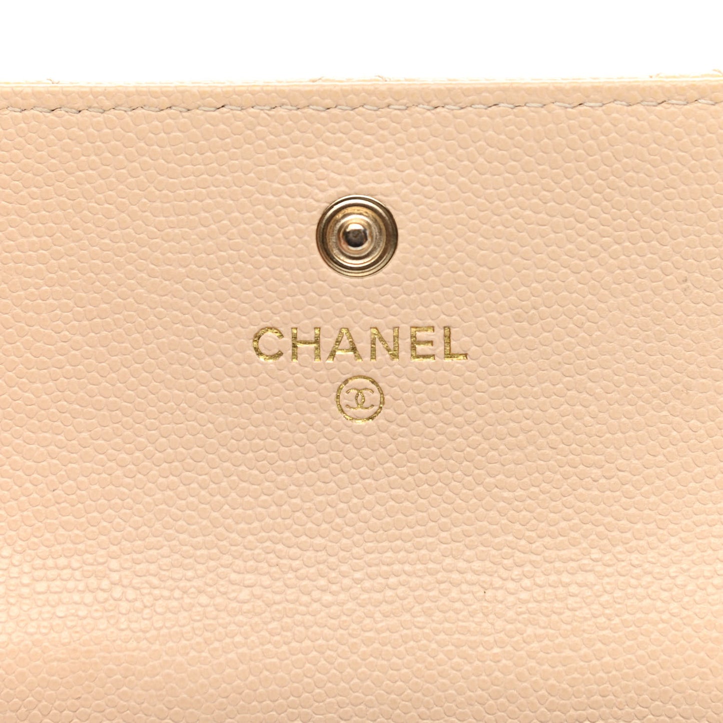 Caviar Pearl Quilted Coco Candy Flap Card Holder Beige