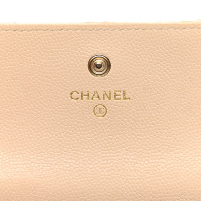 Chanel Caviar Pearl Quilted Coco Candy Flap Card Holder Beige 6 of 13