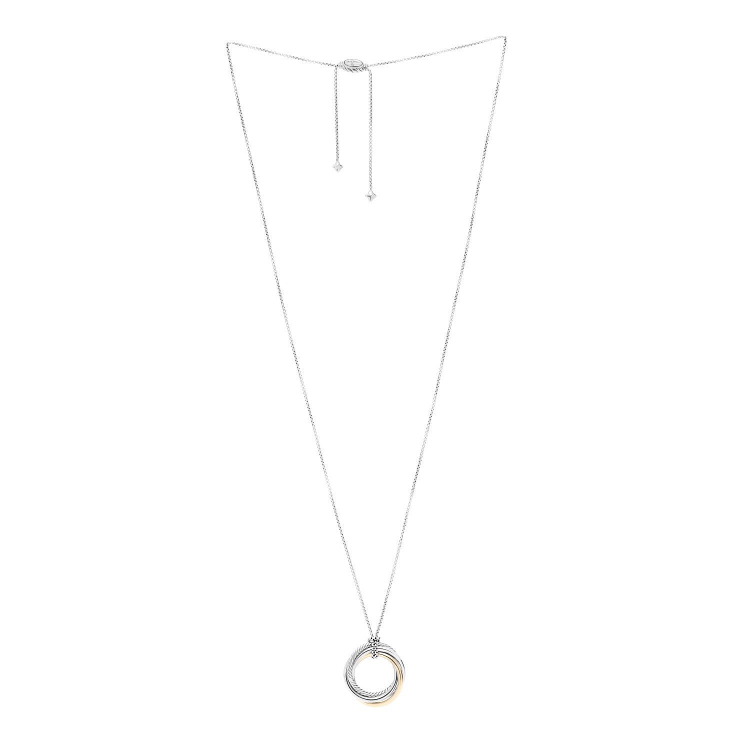David Yurman Sterling Silver 14K Yellow Gold 37mm Crossover Pendant Necklace 3 of 4