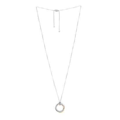 David Yurman Sterling Silver 14K Yellow Gold 37mm Crossover Pendant Necklace 3 of 4