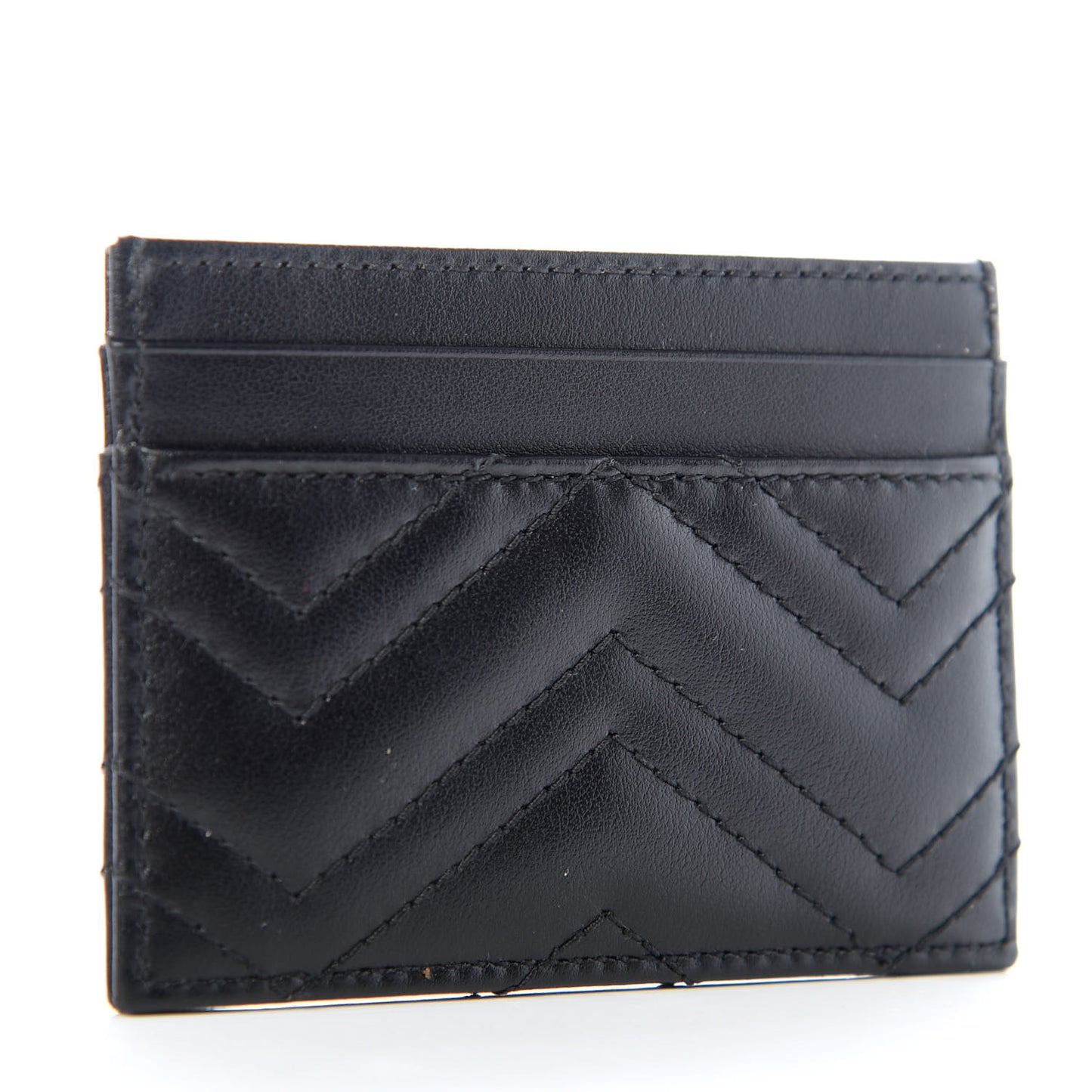 Calfskin Matelasse GG Marmont Card Holder Black