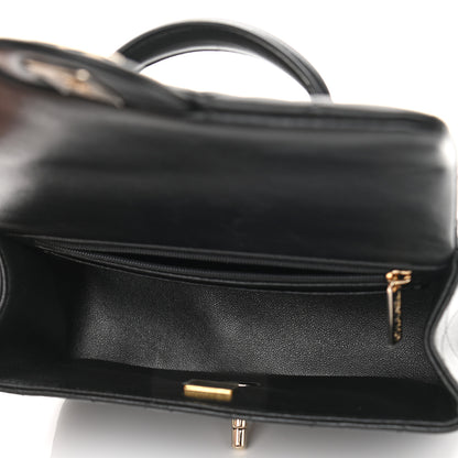 Chanel Lambskin Quilted Mini Top Handle Rectangular Flap Black 5 of 10