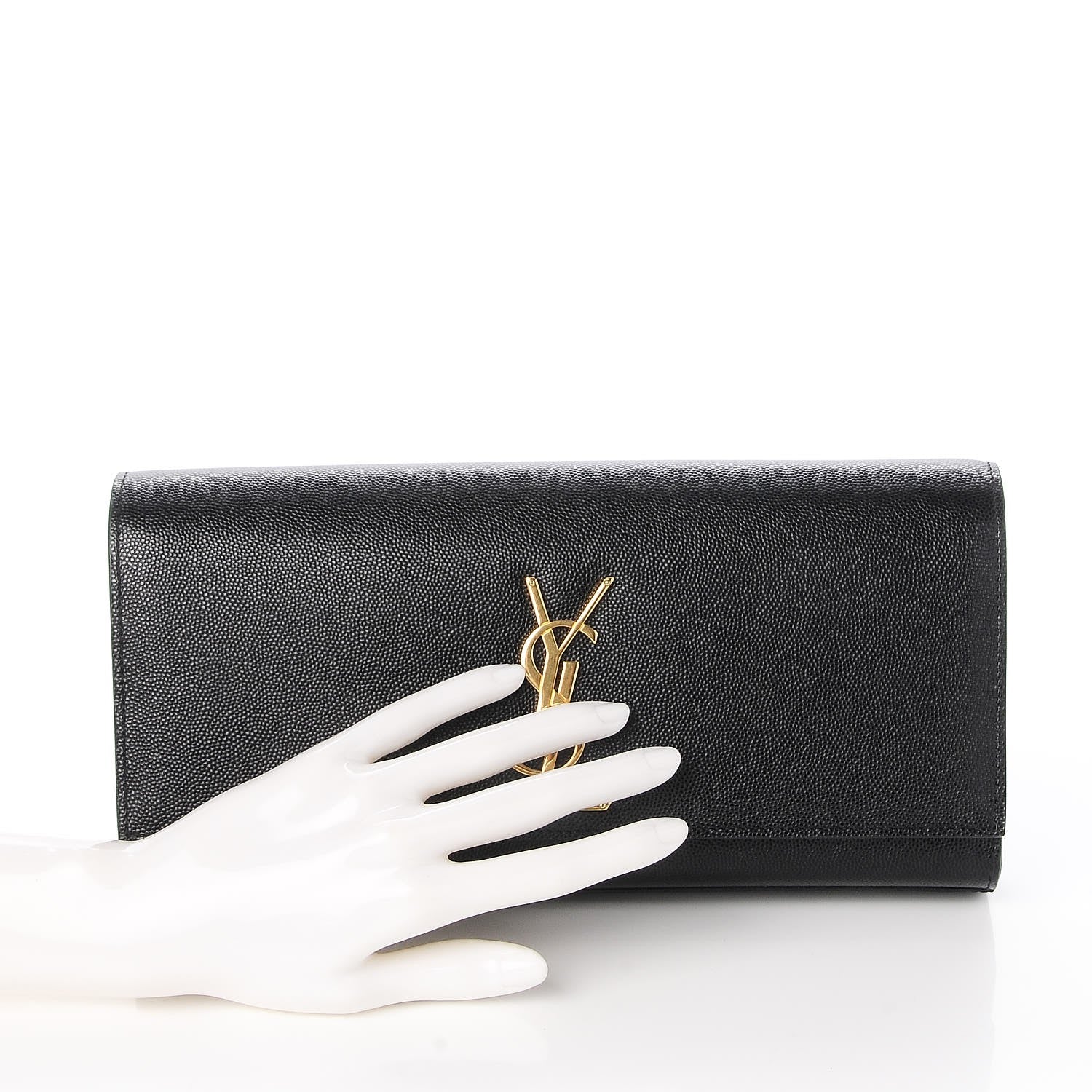Saint Laurent Grain De Poudre Monogram Cassandre Clutch Black 2 of 7