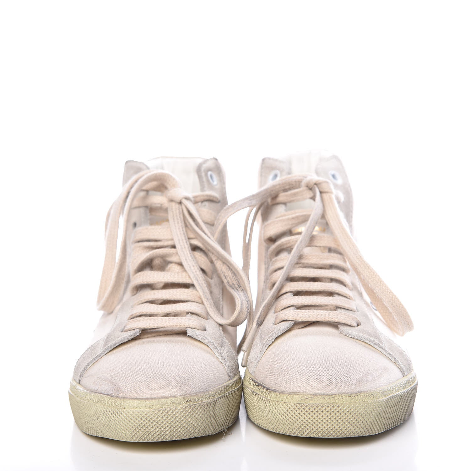 Saint Laurent Distressed Canvas Womens Classic Court High Top Sneakers 36 Milk Panna 2 of 11