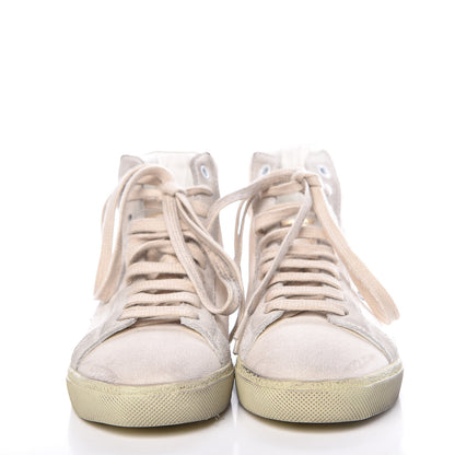 Saint Laurent Distressed Canvas Womens Classic Court High Top Sneakers 36 Milk Panna 2 of 11