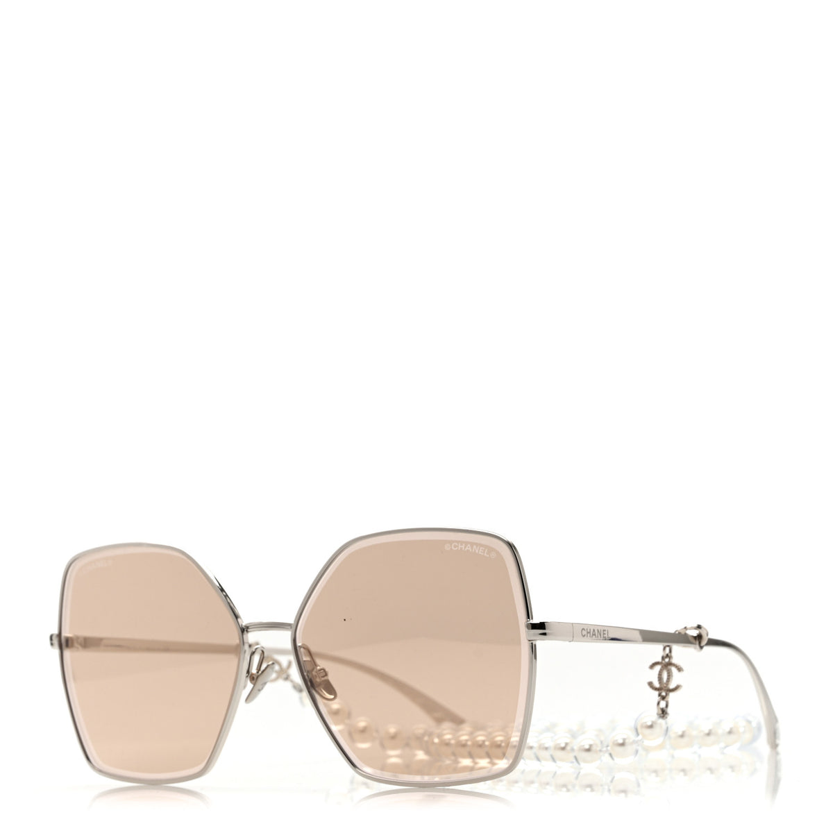 Butterfly Removable Pearl Chain Sunglasses 4262 Silver