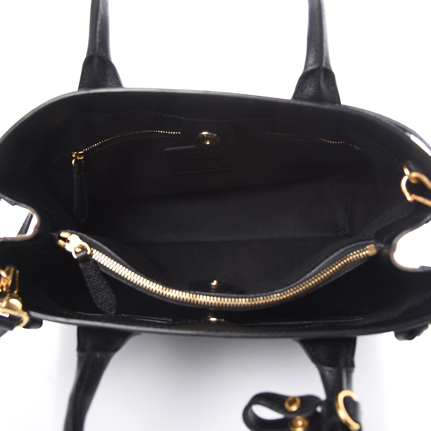 Burberry Grainy Calfskin House Check Medium Banner Tote Black 5 of 12