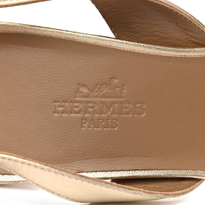Hermes Metallic Nappa Night 70 Slingback Sandals 37 Gold 7 of 12