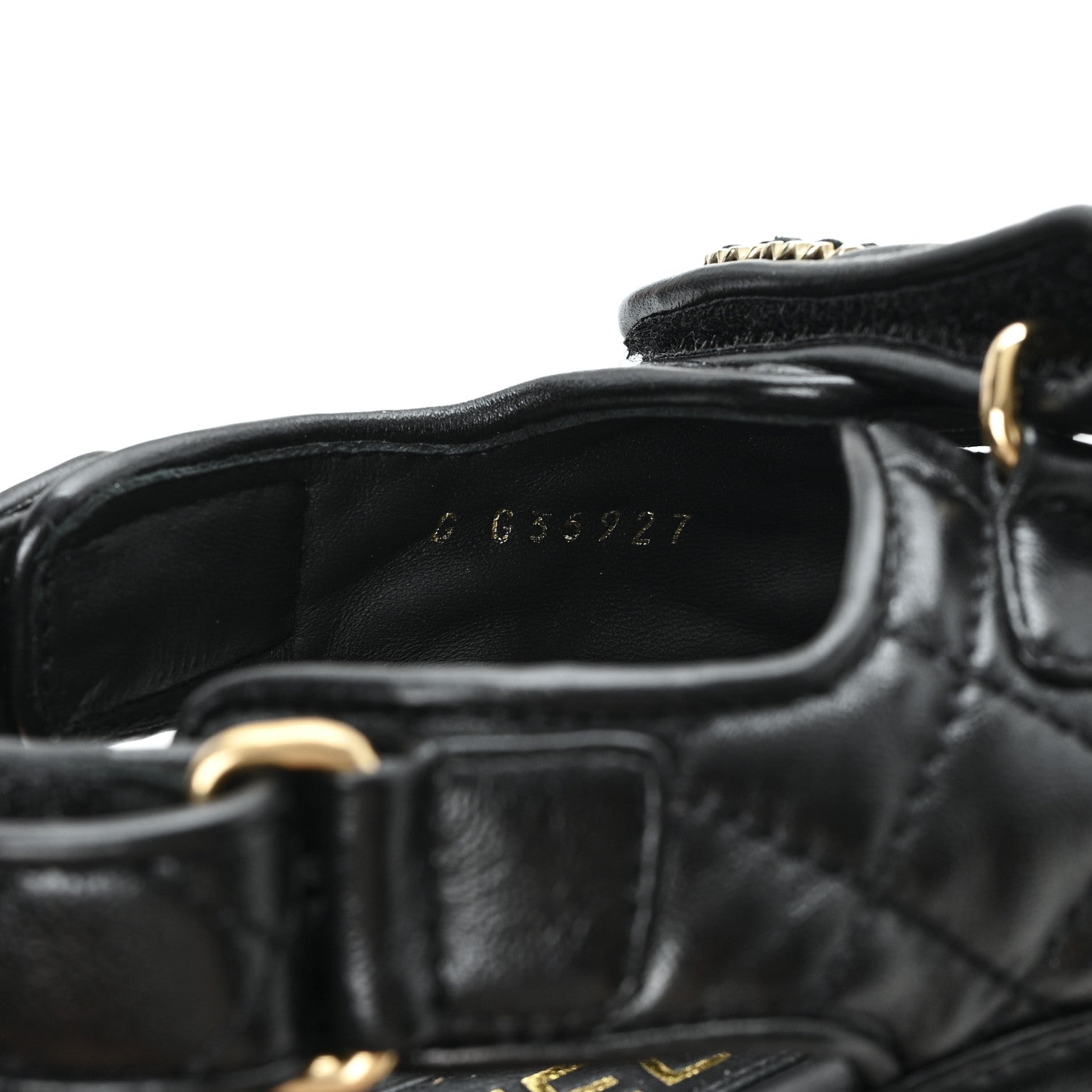 Chanel Lambskin Quilted Velcro Dad Chain CC Slide Sandals 36 Black 9 of 9