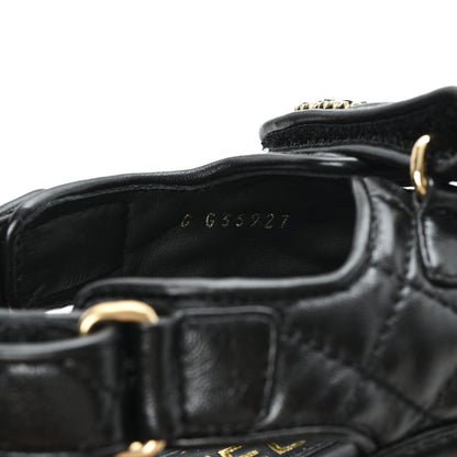 Chanel Lambskin Quilted Velcro Dad Chain CC Slide Sandals 36 Black 9 of 9