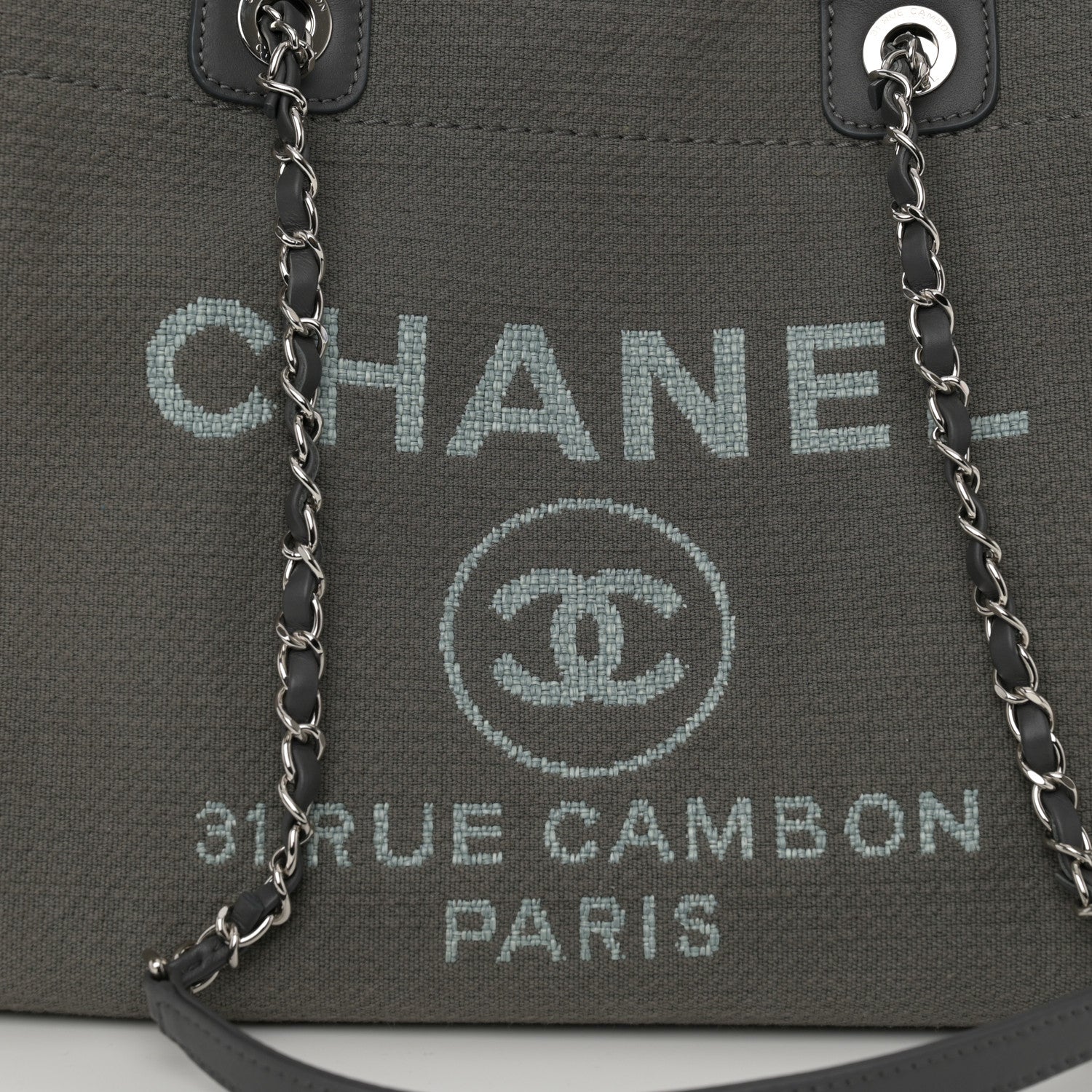 Chanel Mixed Fibers Small Deauville Tote Dark Grey 6 of 12