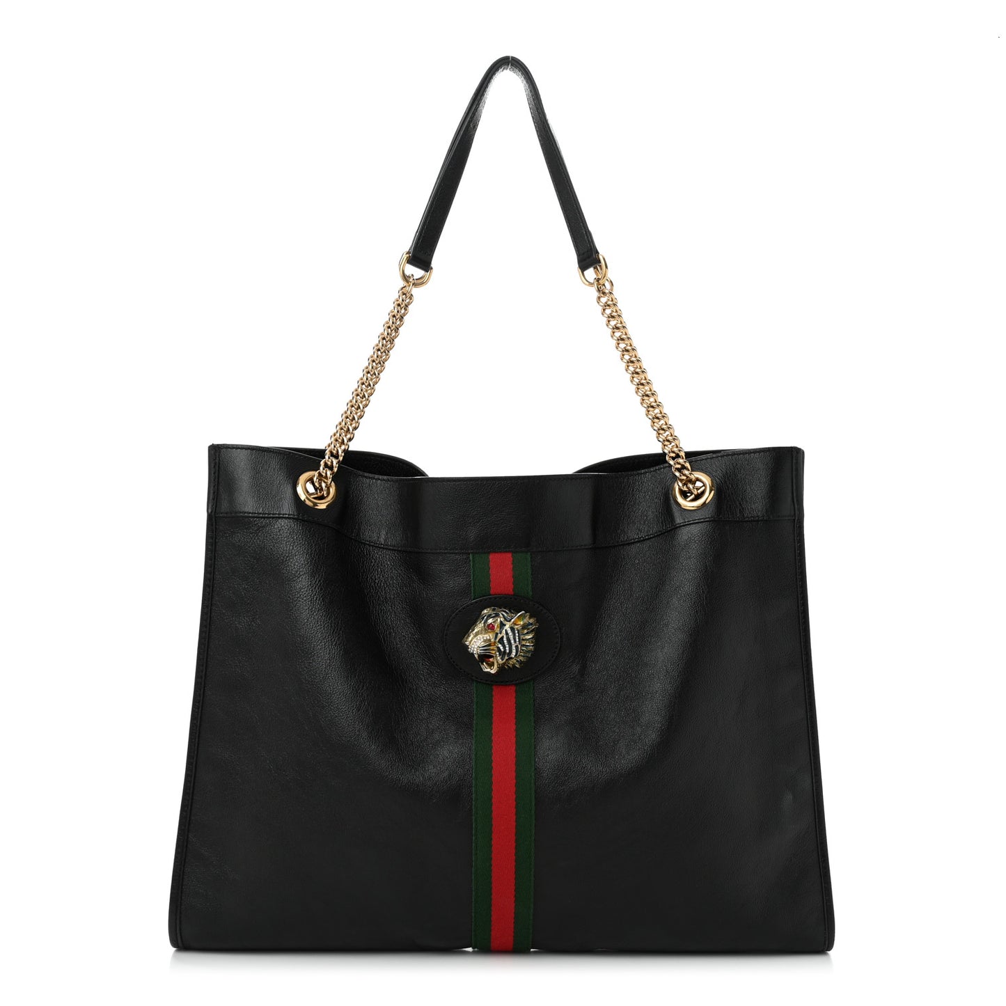 Calfskin Large Rajah Chain Tote Black