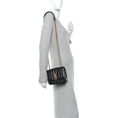 Saint Laurent Lambskin Matelasse Monogram Small Vicky Chain Bag Black 2 of 15