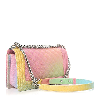Chanel Caviar Quilted Medium Cuba Rainbow Boy Flap Multicolor 3 of 16