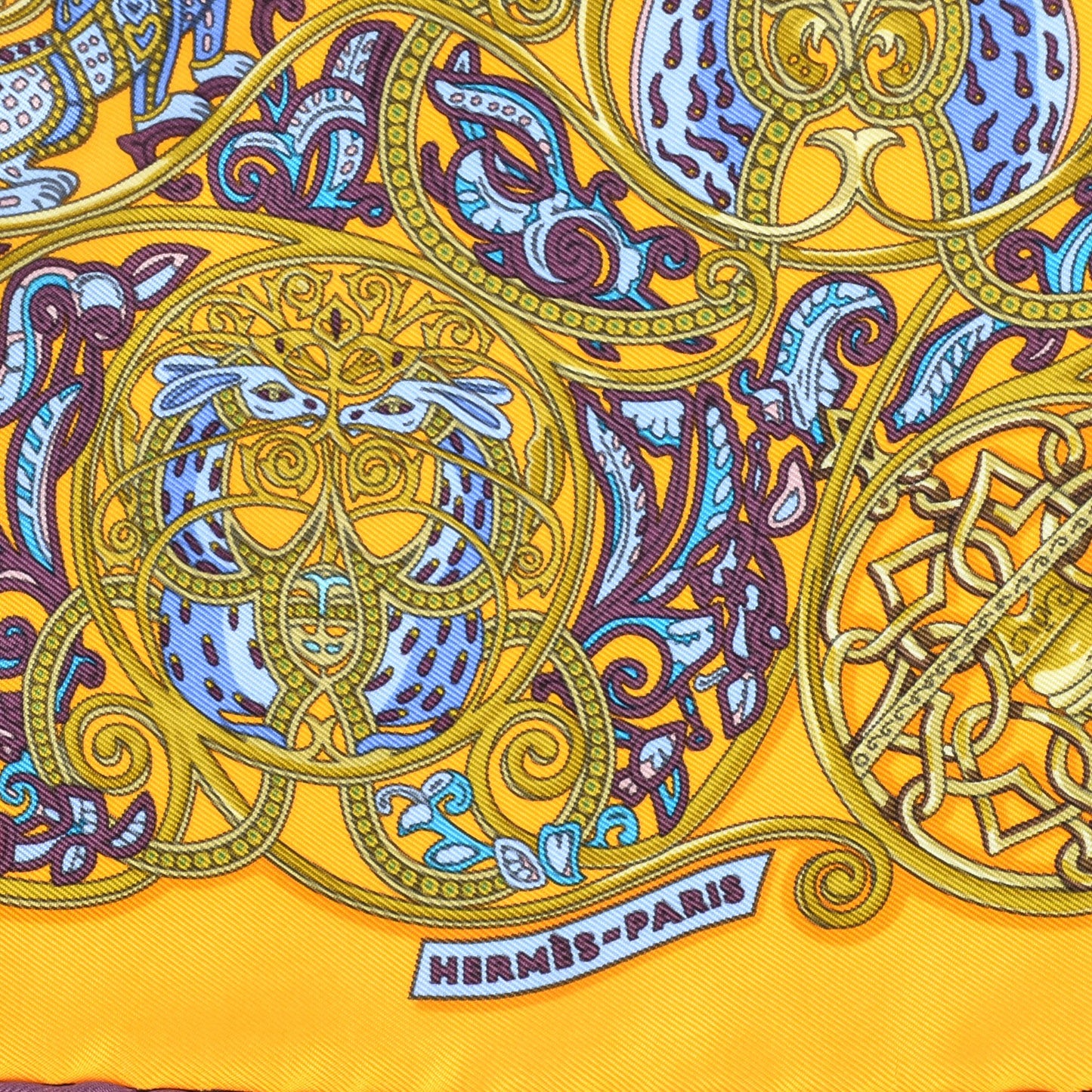 Silk La Charmante Aux Animaux Pocket Square Jaune d'Or Prune Lavande