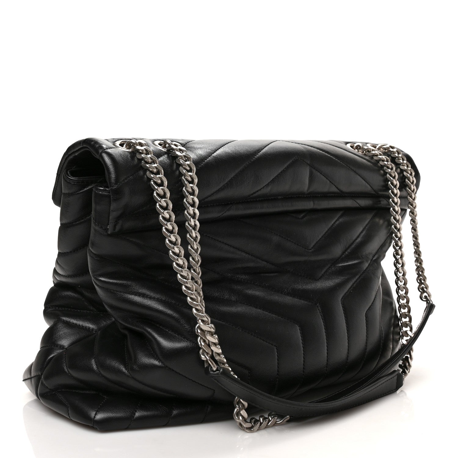 Saint Laurent Calfskin Y Quilted Monogram Large Loulou Chain Satchel Black 3 of 8