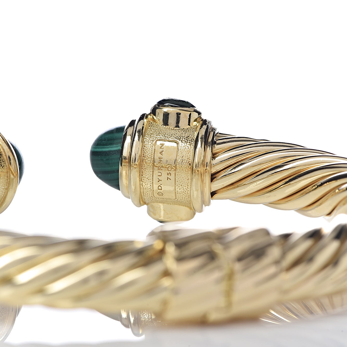 18K Yellow Gold Malachite Chrome Diopside 10mm Renaissance Cable Bracelet