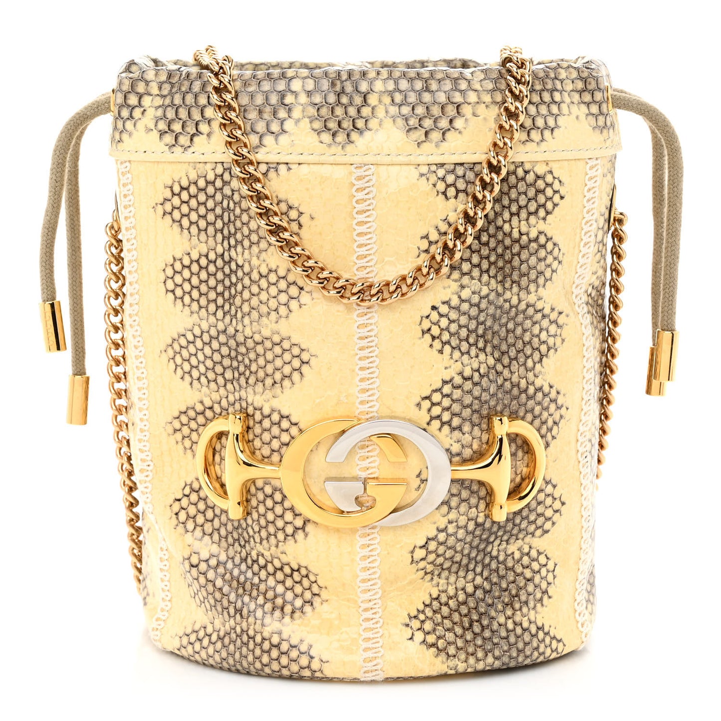 Snakeskin Mini Zumi Bucket Bag Grey
