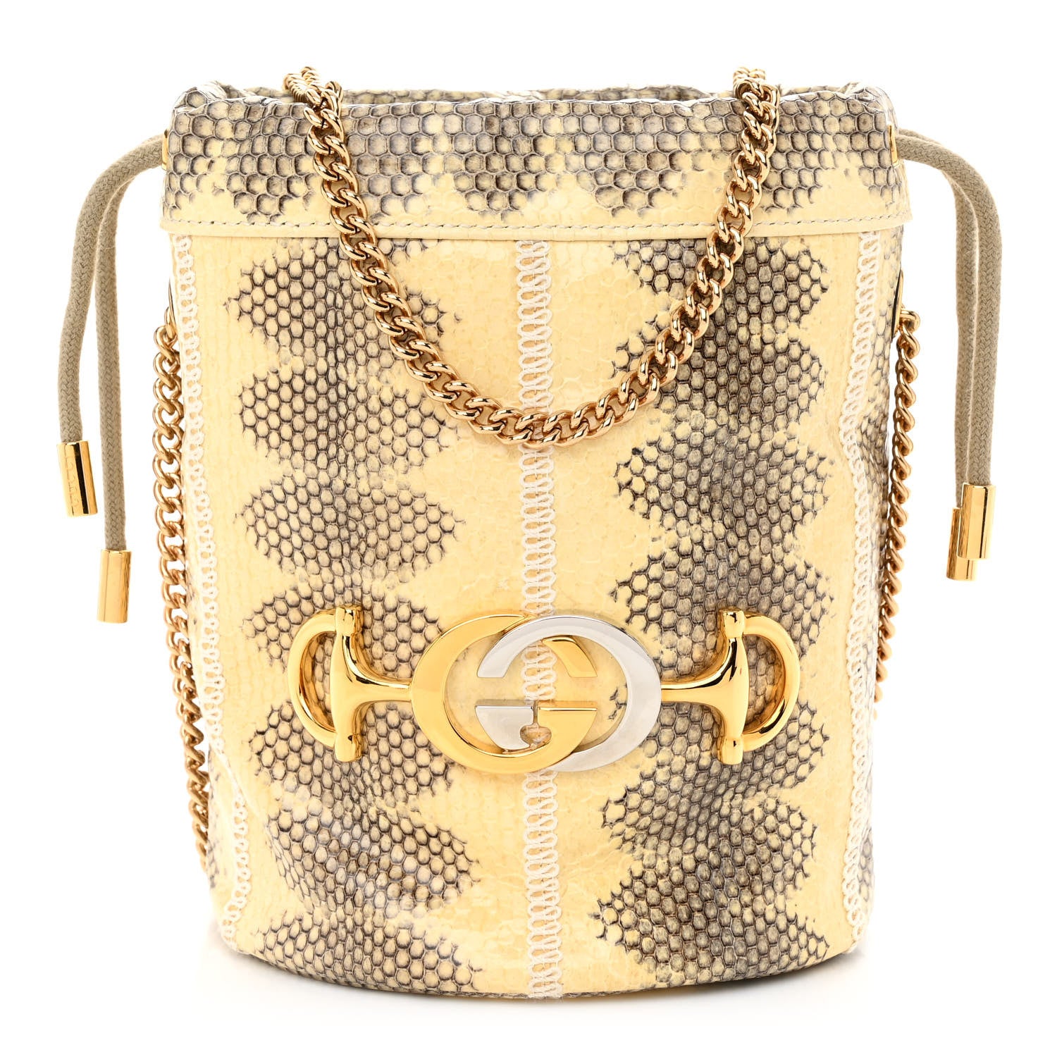 Gucci Snakeskin Mini Zumi Bucket Bag Grey 1 of 10