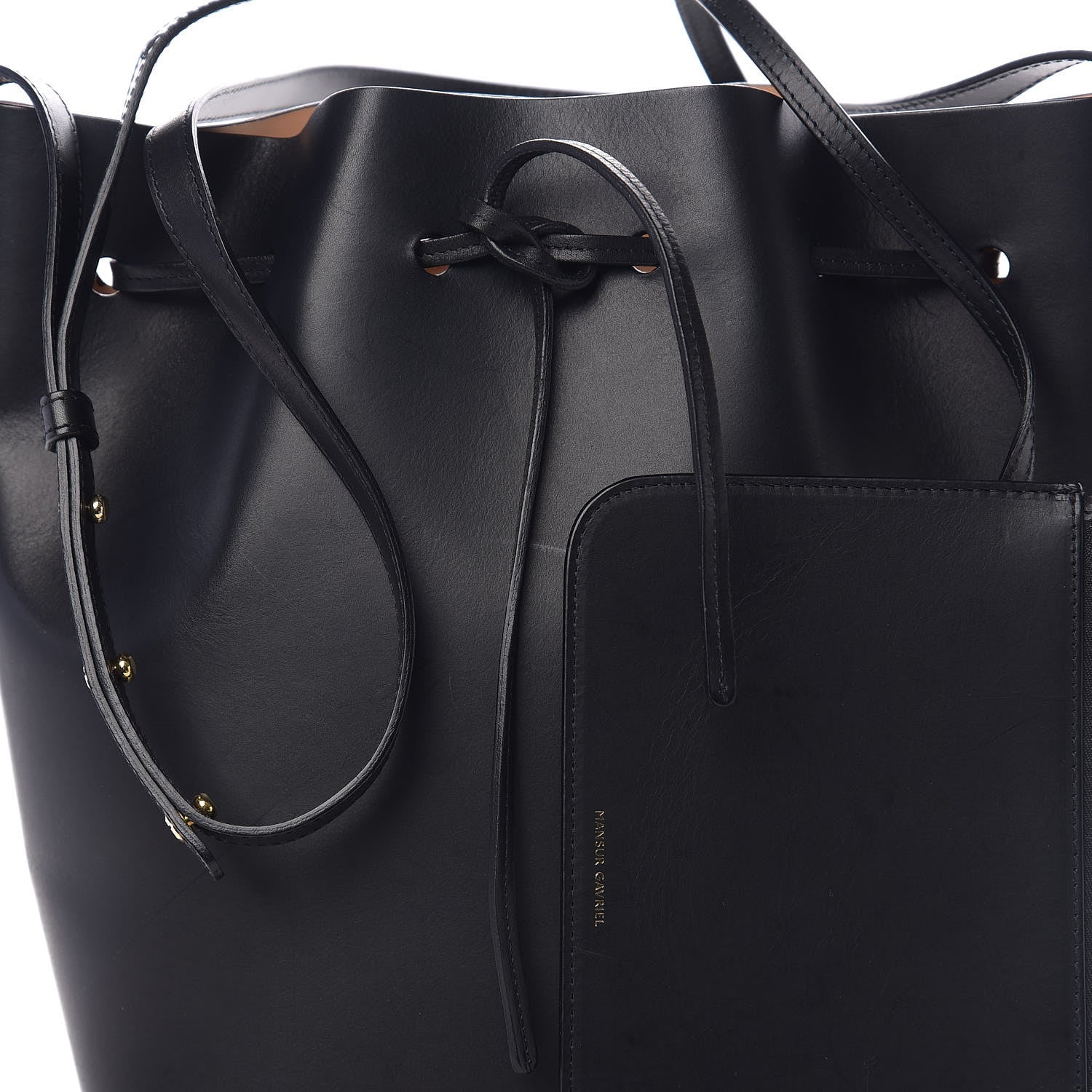 Mansur Gavriel Vegetable Tanned Calfskin Bucket Bag Black Ballerina 8 of 8