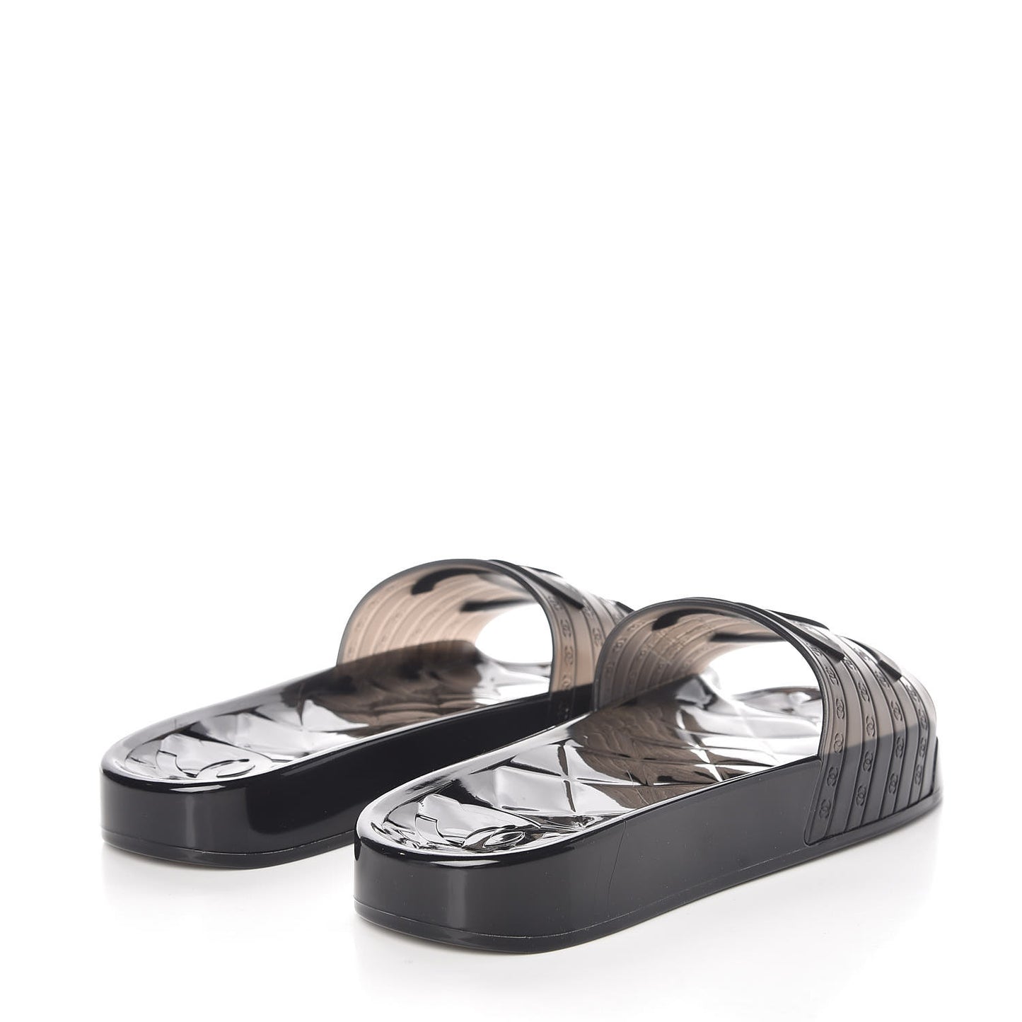 PVC Transparent CC Flat Slide Sandals 36 Black
