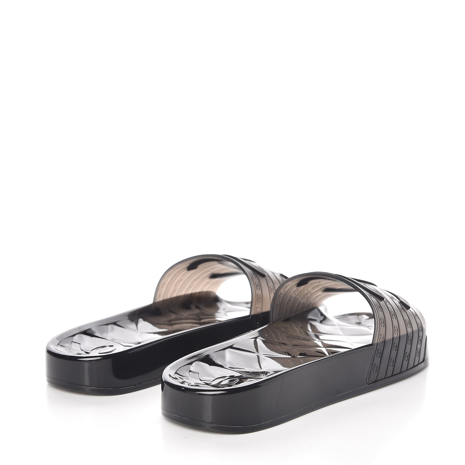 Chanel PVC Transparent CC Flat Slide Sandals 36 Black 4 of 8