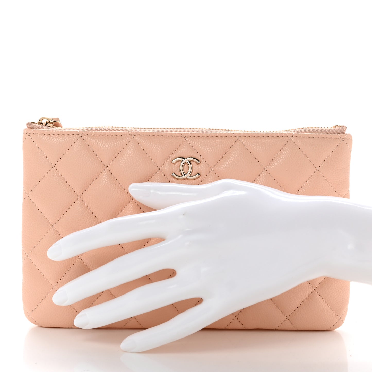 Caviar Quilted Cosmetic Case Beige