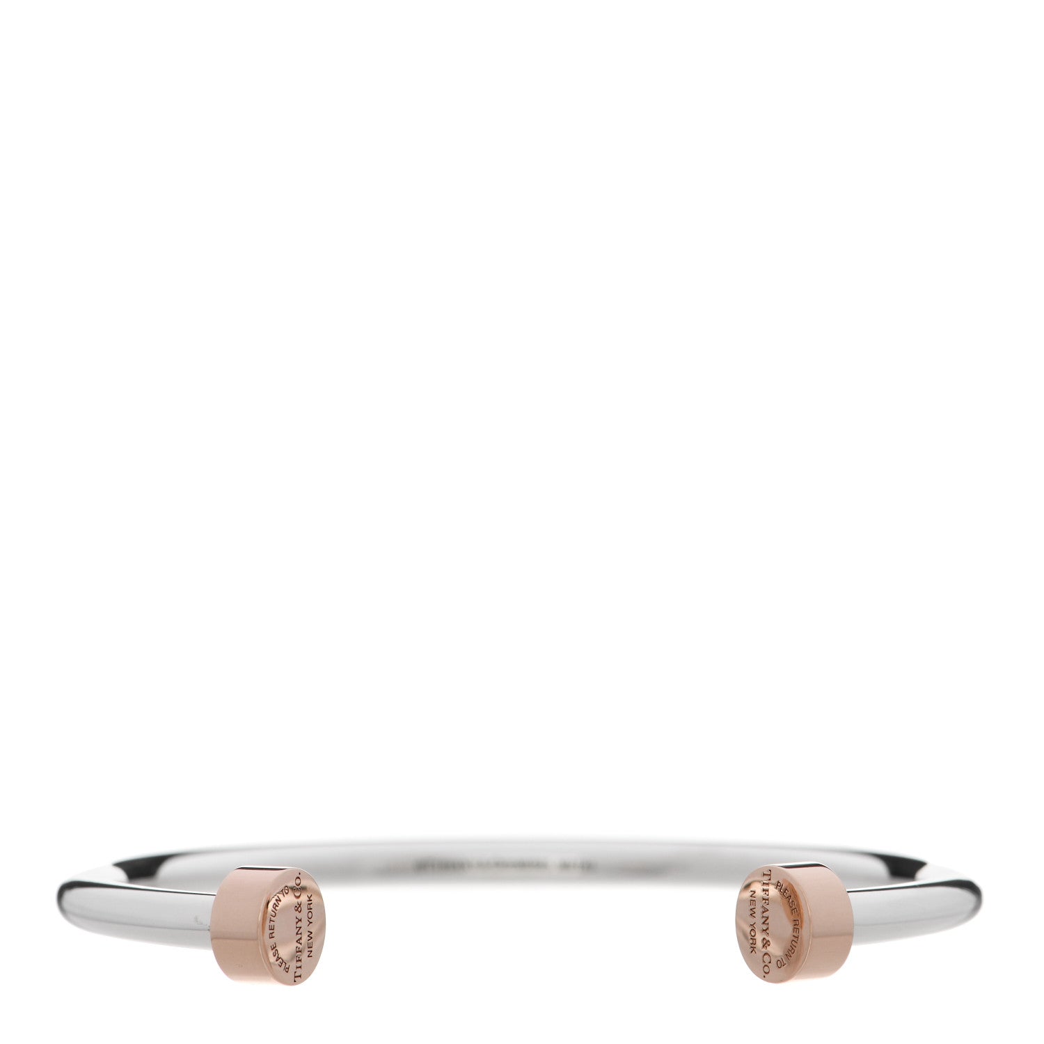 Tiffany Sterling Silver Rubedo Return to Tiffany Narrow Circle Edge Cuff Bracelet 1 of 5
