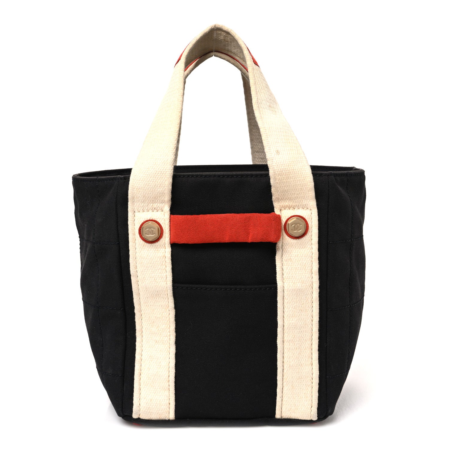 Chanel Canvas Bucket Bag White Black Orange 1 of 10