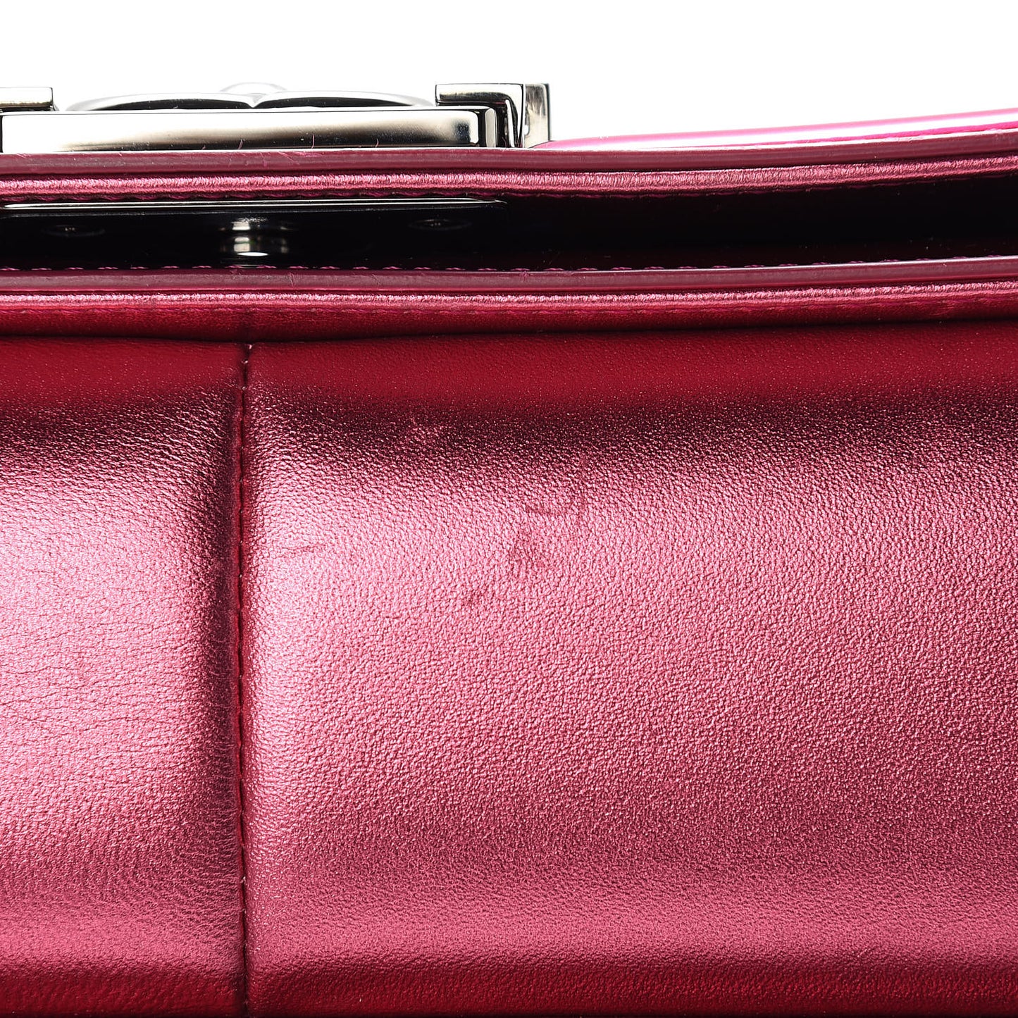 Metallic Patent Quilted New Medium Boy Flap Fuchsia