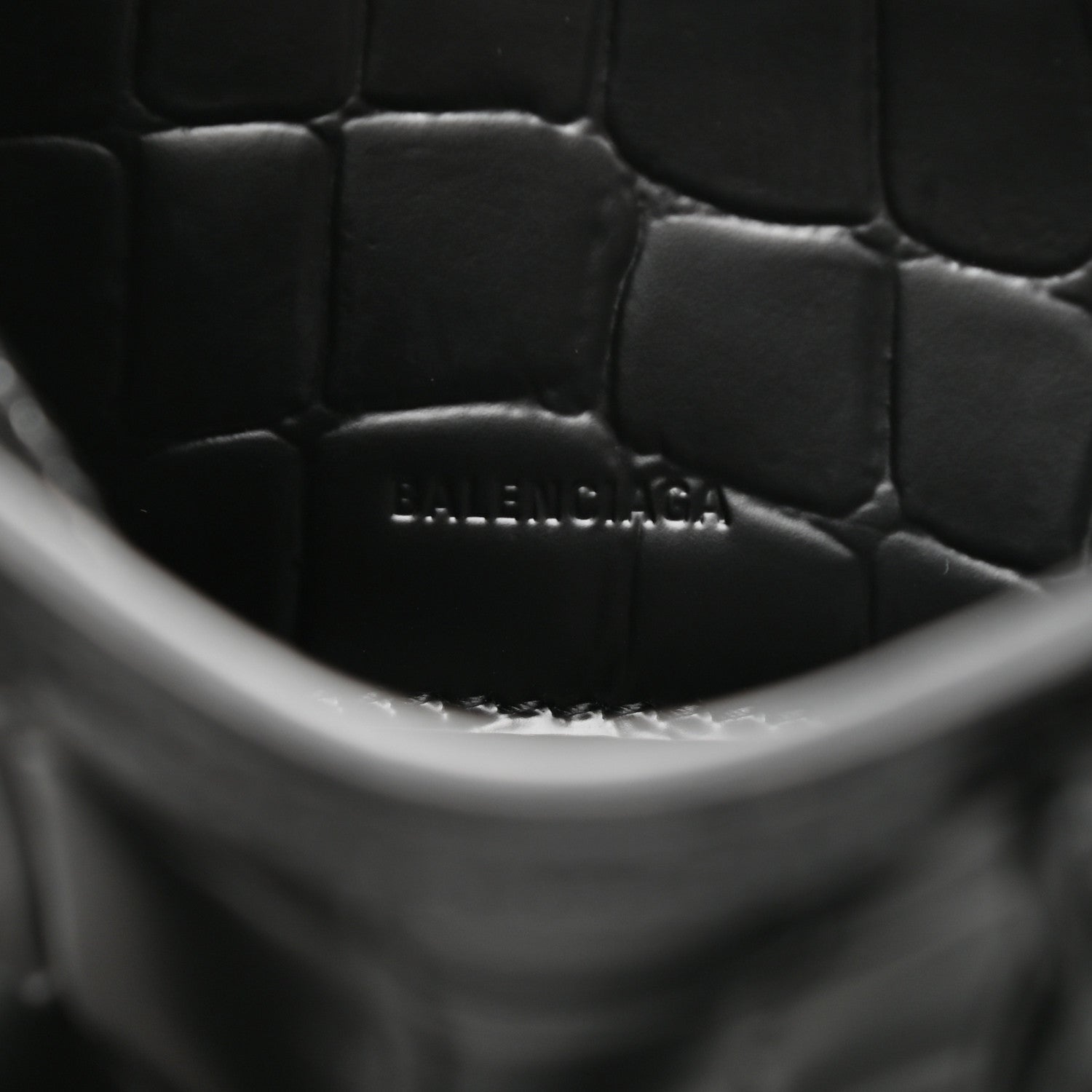Balenciaga Semi Shiny Calfskin Crocodile Embossed Neo Classic Black Hardware Nano City Crossbody Black 6 of 9
