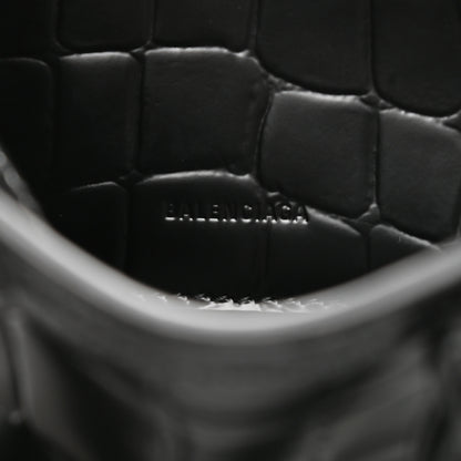 Balenciaga Semi Shiny Calfskin Crocodile Embossed Neo Classic Black Hardware Nano City Crossbody Black 6 of 9