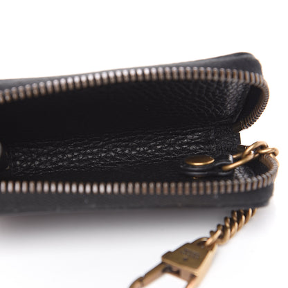 Gucci Pebbled Calfskin Blind For Love Animalier Zip Around Key Case Black 4 of 6