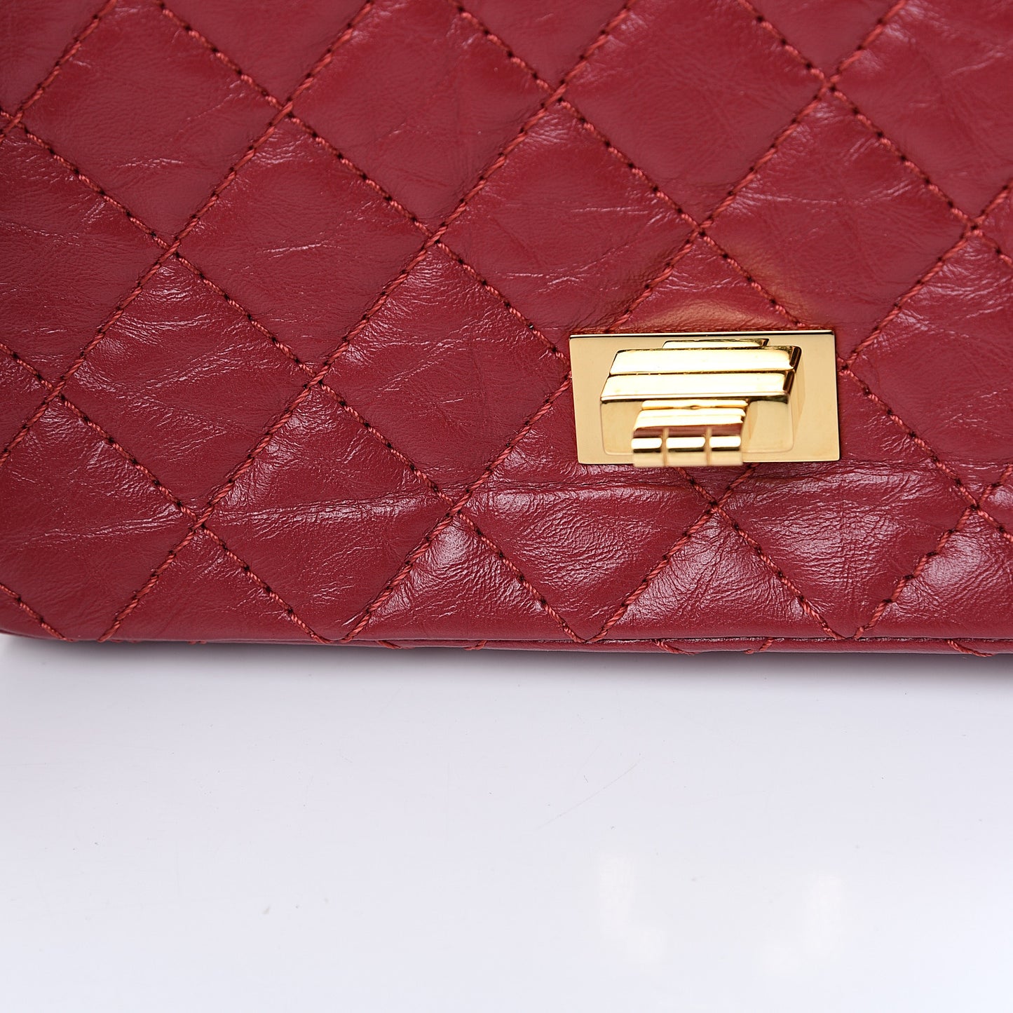 Aged Calfskin Quilted 2.55 Reissue Mini Flap Red